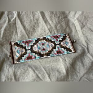 Y2K Handmade Tribal Inspired Beaded Woven Bracelet with Magnet Closure